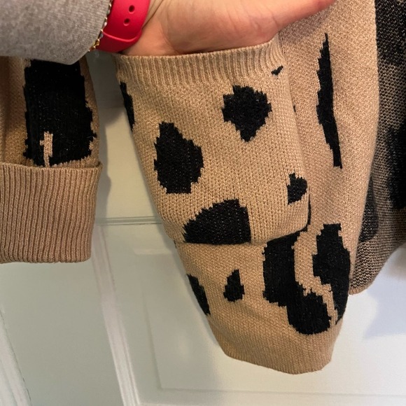 Zesica Brown Black Animal Print Open Front Cardigan S - Picture 5 of 7